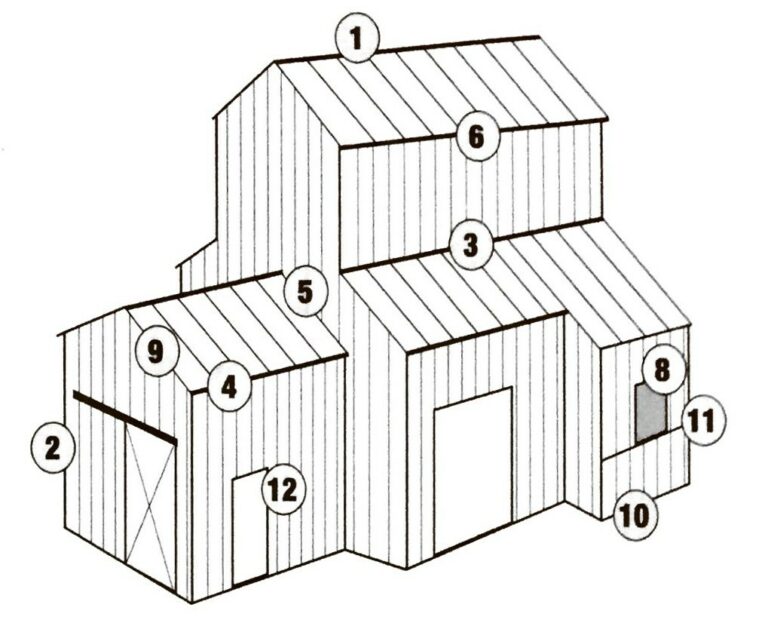 A diagram showcasing metal building trim utilized in a barn.