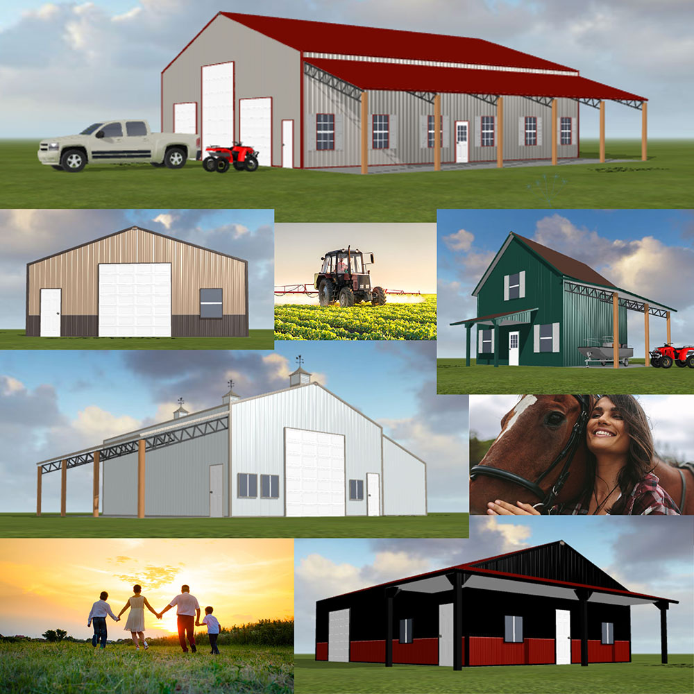A series of pictures of a barn.